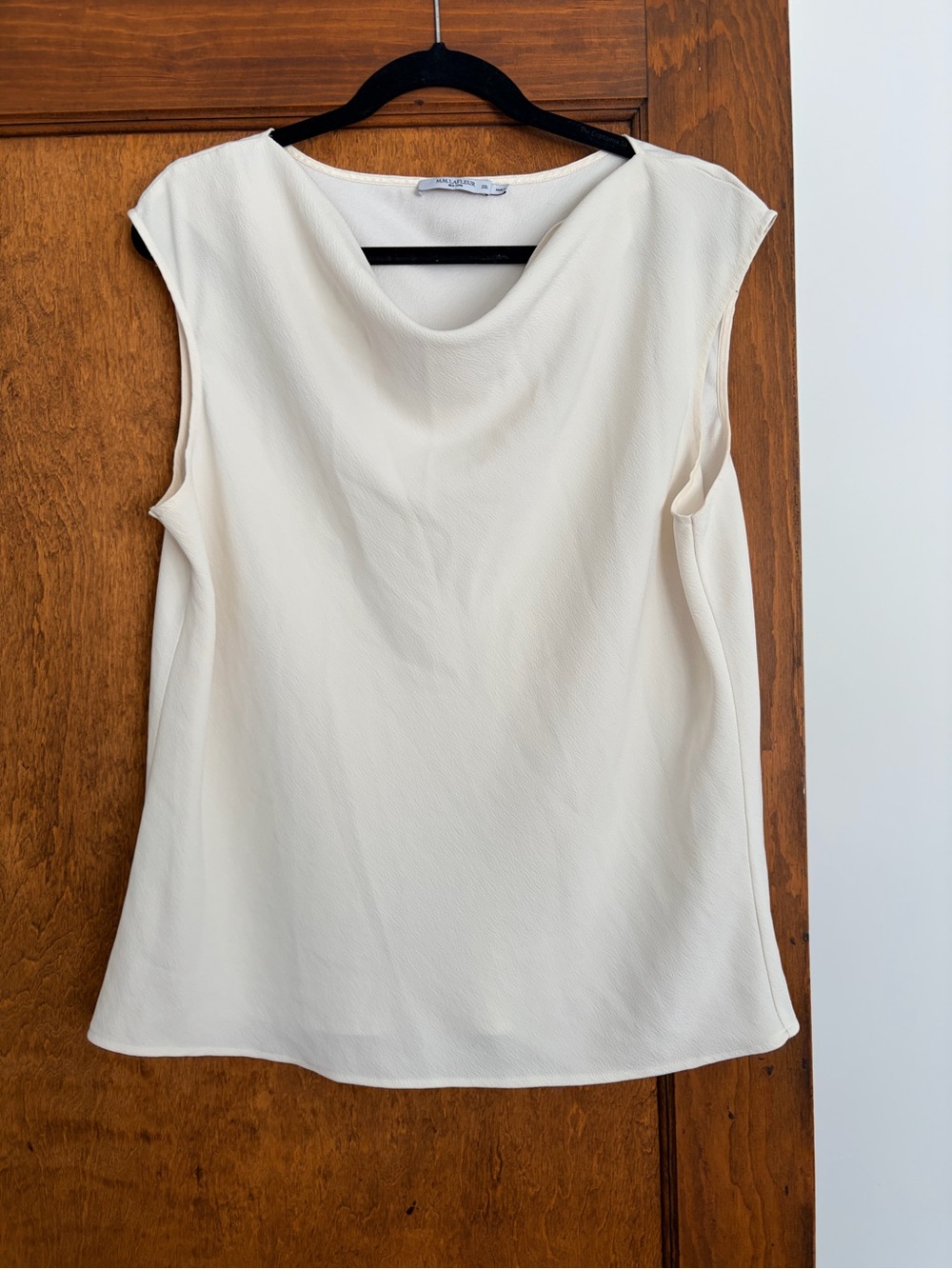 MM Lafleur Sleeveless Cream Draped-Neck Blouse